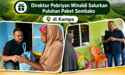 PT Green Palma Riau Jaya Peduli Warga Kurang Mampu, Direktur Pebriyan Winaldi Salurkan Puluhan Paket Sembako di Kampa