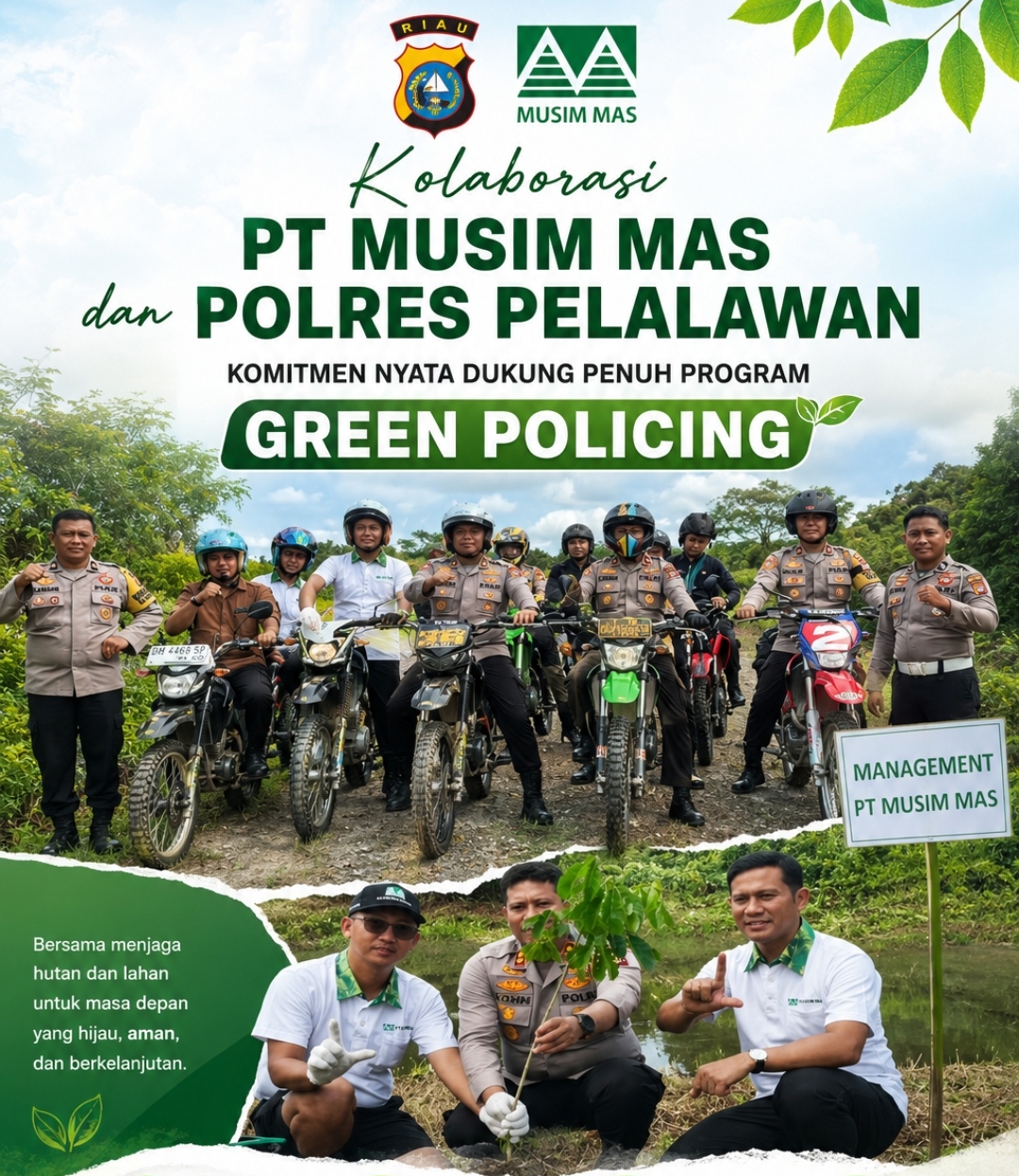 Kolaborasi PT Musim Mas dan Polres Pelalawan, Komitmen Nyata Dukung Penuh Program Green Policing